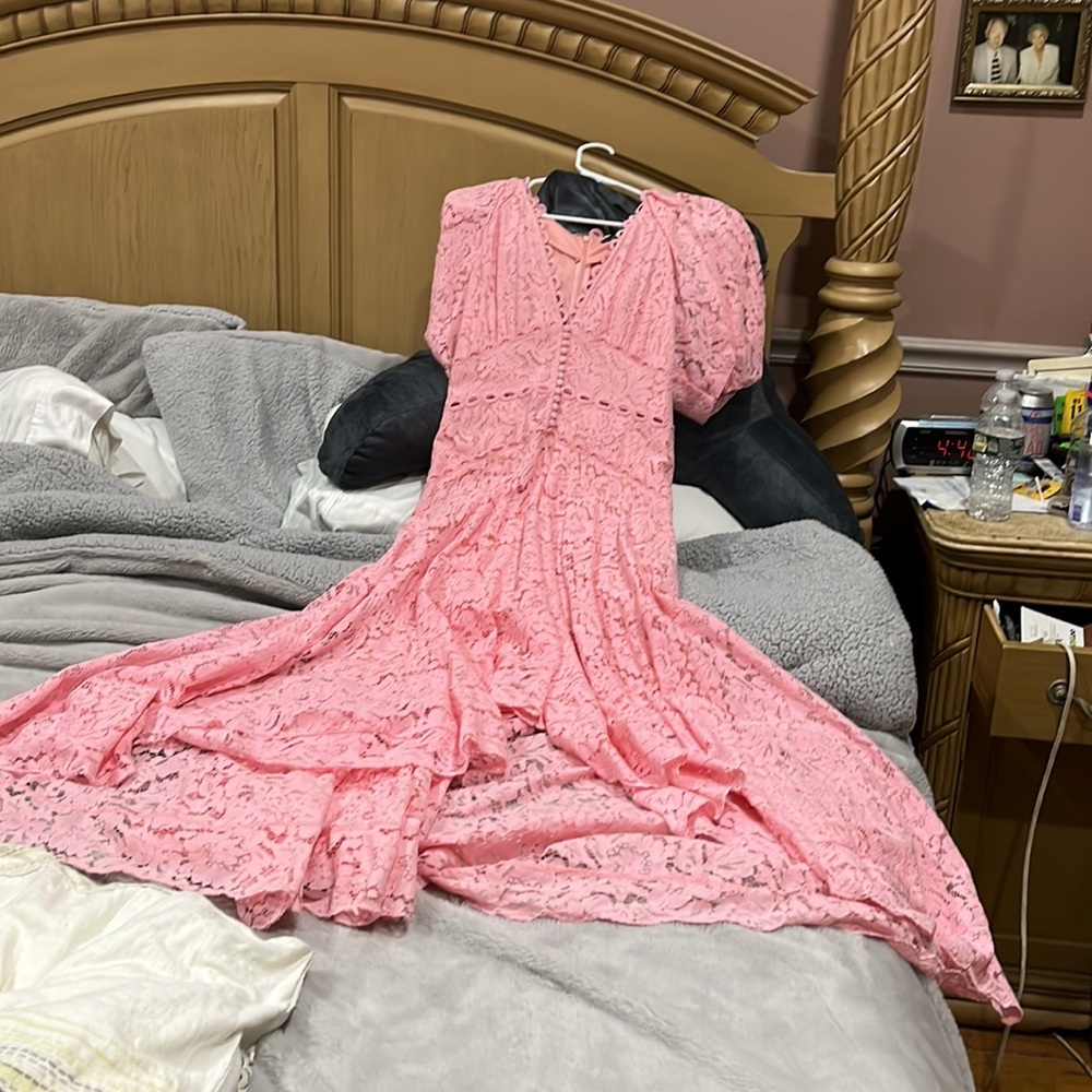Boston Proper Dress pink lace high low